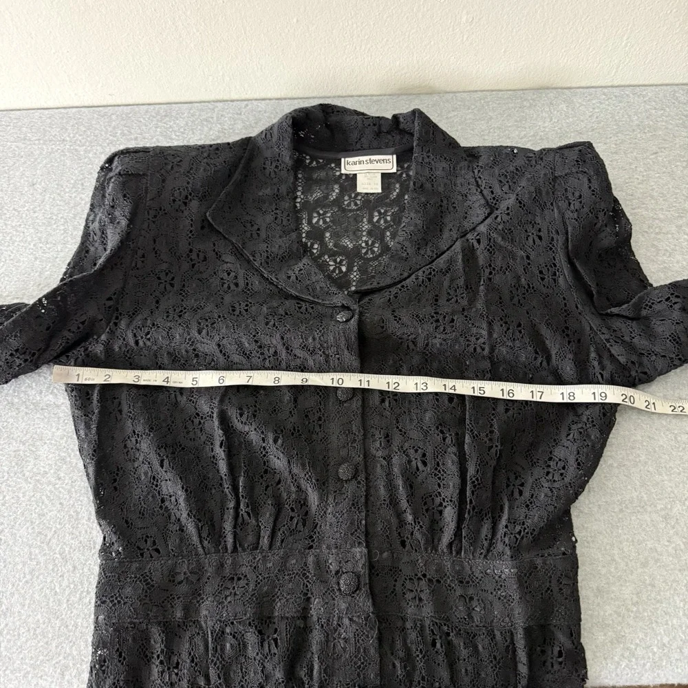 New Vintage‎ Karin Steven's Black Lace Whimsigoth Classic Midi Dress Dark Fairy